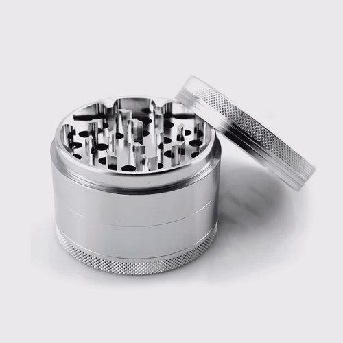 A custom 4-piece aluminum grinder from MunchMakers.